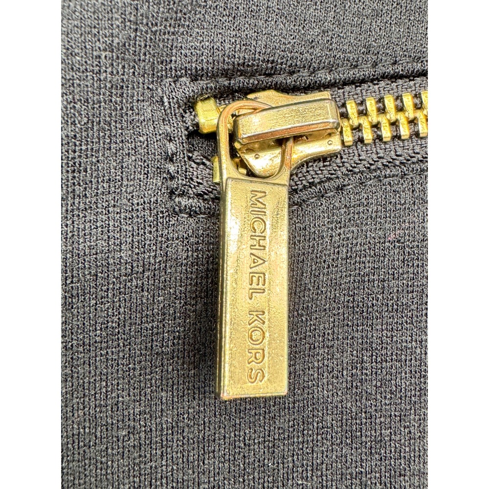 Michael Kors Skinny Trousers Womens 18W Black Good Gold Zip Hardware Stretch - Picture 4 of 13